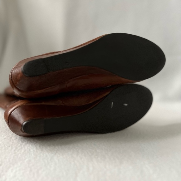 Steven by Steve Madden Size 6 Brown Glossy Leather Wedged Heeled Boots. - Picture 12 of 16